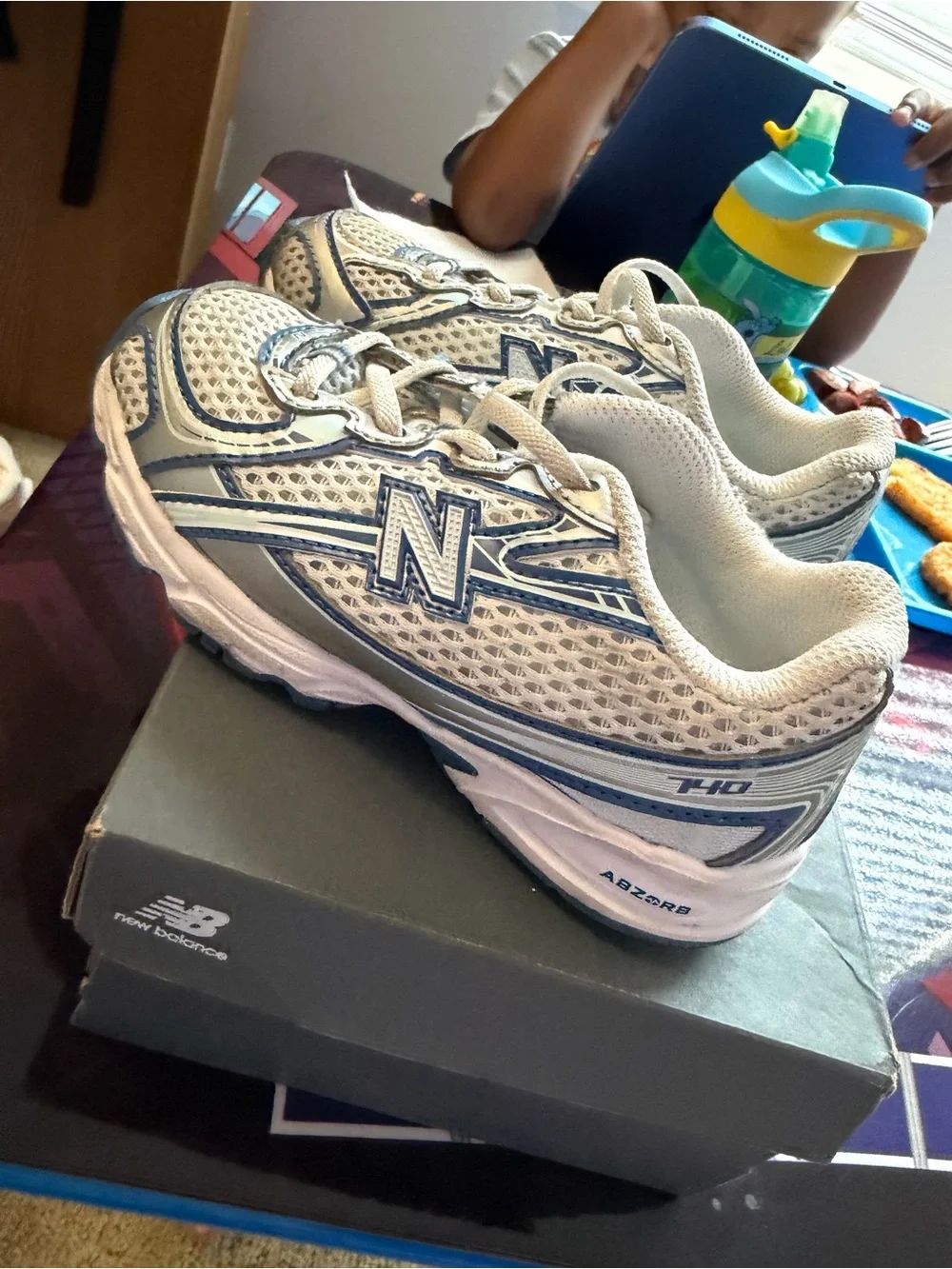 New Balance Kids' 740 Athletic Sneakers in Light Gray and Blue